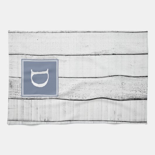 Serviette de monogramme bleu rustique (Horizontal)