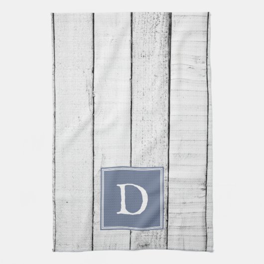 Serviette de monogramme bleu rustique (Vertical)