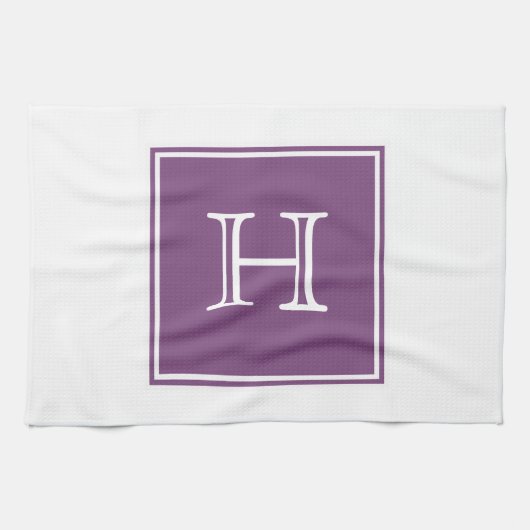 Serviette de monogramme Carré violet (Horizontal)
