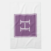 Serviette de monogramme Carré violet (Vertical)
