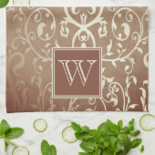 Serviette de Monogramme Orange Élégante (Plié)