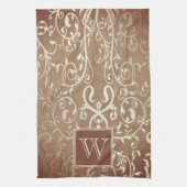 Serviette de Monogramme Orange Élégante (Vertical)