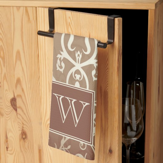 Serviette de Monogramme Orange Élégante (Pliage en tiers)