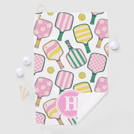 Serviette de Monogramme Pickleball Rose Pink (En situation)