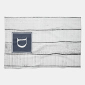 Serviette de monogramme rustique de la Marine (Horizontal)