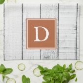 Serviette de monogramme rustique orange brûlée (Plié)