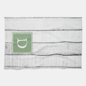Serviette de monogramme rustique vert (Horizontal)