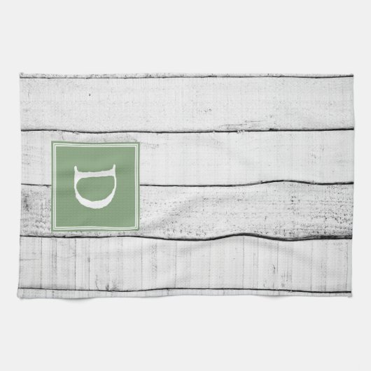 Serviette de monogramme rustique vert (Horizontal)