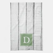 Serviette de monogramme rustique vert (Vertical)