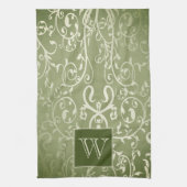 Serviette de monogramme verte élégante (Vertical)