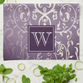 Serviette de monogramme violet élégant (Plié)