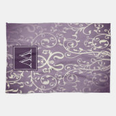 Serviette de monogramme violet élégant (Horizontal)