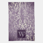 Serviette de monogramme violet élégant (Vertical)