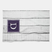 Serviette de monogramme violet rustique (Horizontal)