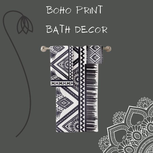 Serviette de Motif Boho Blanc Marine