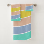 Serviette de motif turquoise jaune rétro (En situation)