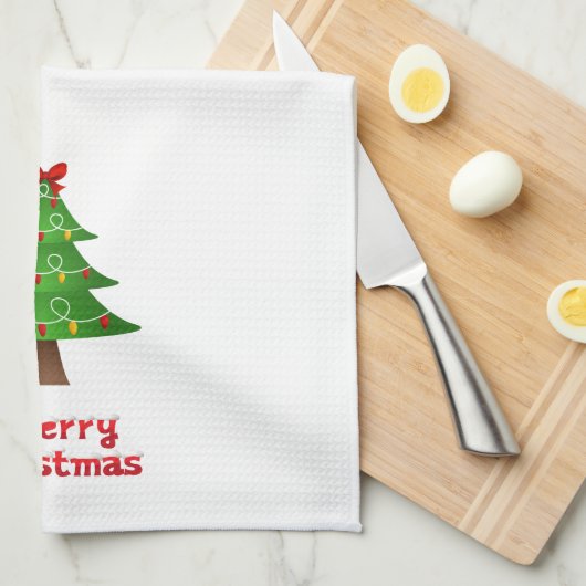 Serviette de Noël avec arbre de Noël (Quart Plié)