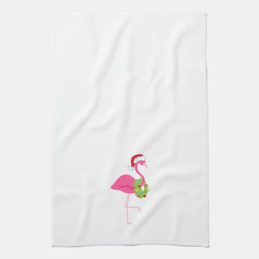 Serviette de Noël avec le Flamant rose rose (Vertical)