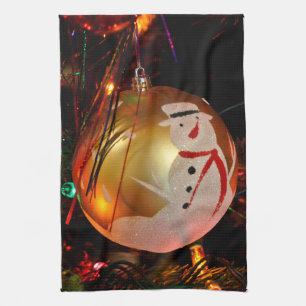 Serviette de Noël bonhomme de neige givré
