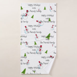 Serviette de Noël bonhomme de neige monogramme