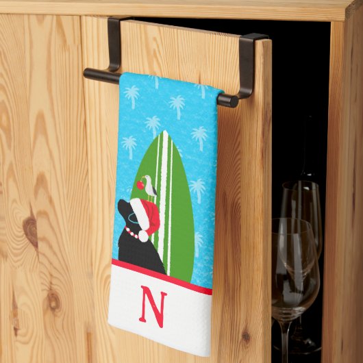 Serviette de Noël Chien Labradoir Noir Planche de (Pliage en tiers)
