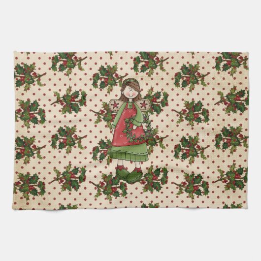 Serviette de Noël de baie de houx (Horizontal)