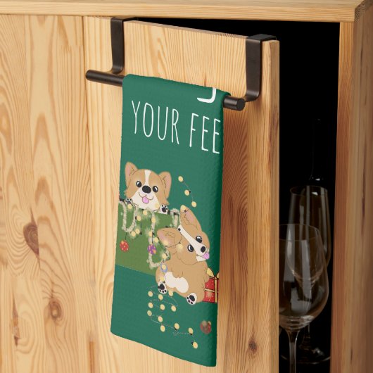 Serviette de Noël de Corgi (Pliage en tiers)