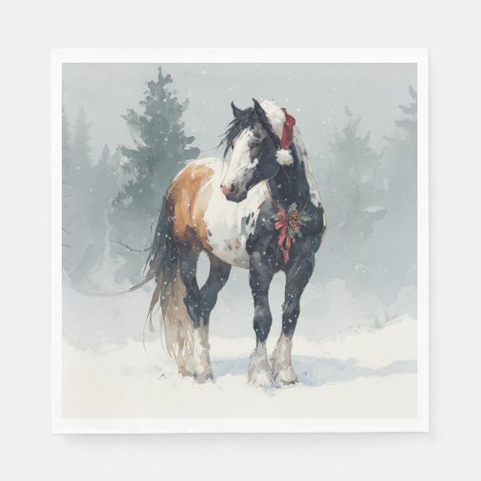 Serviette de Noël en papier / Beau cheval de trait (Devant)