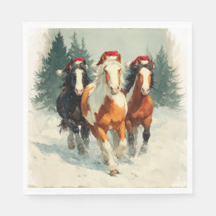 Serviette de Noël en papier / Beaux chevaux au gal