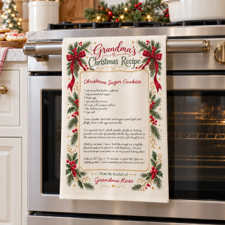 Serviette de Noël personnalisée avec recette écrit