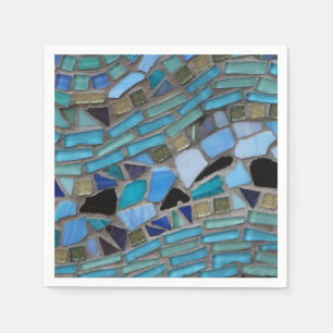 Serviette de papier de mosaïque en verre bleue de