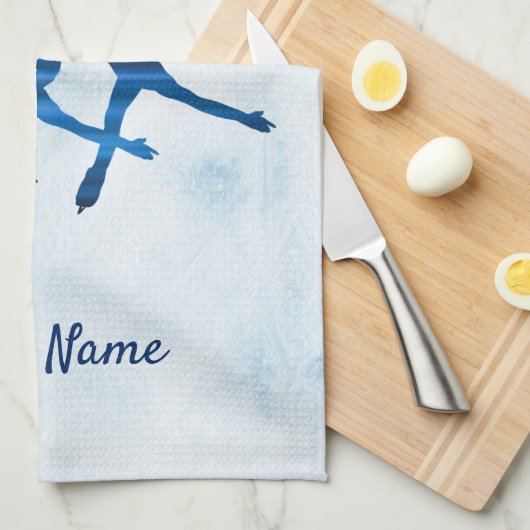 Serviette de patinage synchronisé bleu arabesque (Quart Plié)