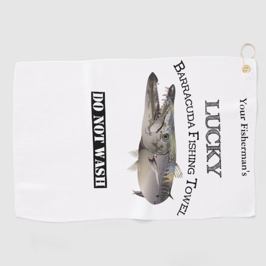 Serviette de pêche personnalisée Lucky Barracuda (Horizontal)
