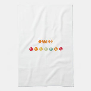 Serviette de Pickleball Blanc Orange Personnalisée