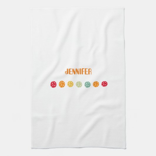 Serviette de Pickleball Blanc Orange Personnalisée (Vertical)