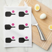 Serviette de pickleball noir et billes roses (Quart Plié)