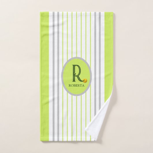 Serviette de pickleball vert citron et gris (Serviette à main)