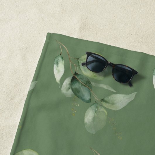 Serviette De Plage 15e anniversaire Eucalyptus Verdure Quinceanera (En situation)