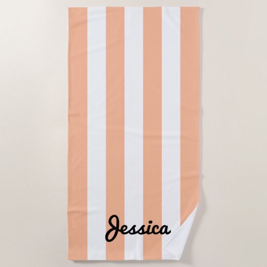 Serviette De Plage 2024 Couleur de l'année| Peach Stripe Beach Towel (Devant)