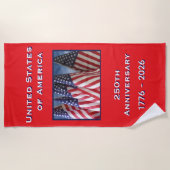 Serviette De Plage 250e anniversaire USA Patriotic American Flags (Devant)