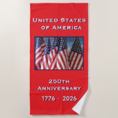 Serviette De Plage 250e anniversaire USA Patriotic American Flags (Devant)