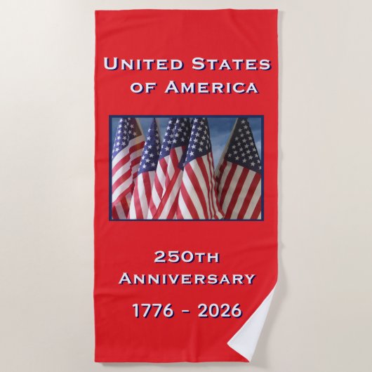 Serviette De Plage 250e anniversaire USA Patriotic American Flags (Devant)