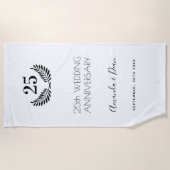 Serviette De Plage 25e anniversaire mariage blanc noir couronne (Devant)