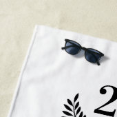 Serviette De Plage 25e anniversaire mariage blanc noir couronne (En situation)
