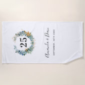 Serviette De Plage 25e couronne d'eucalyptus mariage (Devant)