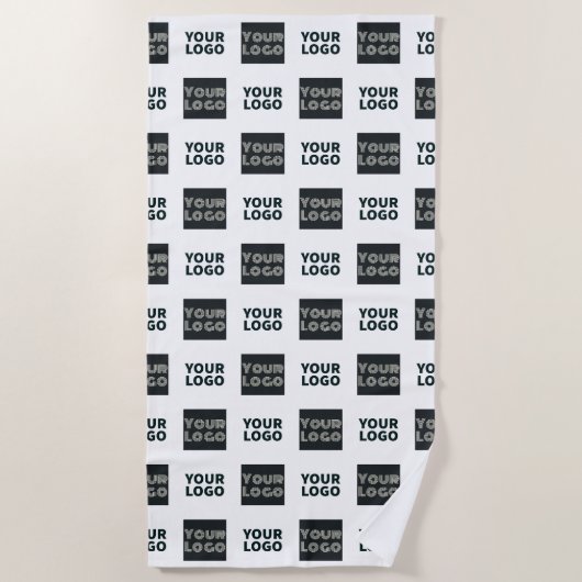 Serviette De Plage 2 Logos Simples Logos Répétitifs | Blanc (Devant)