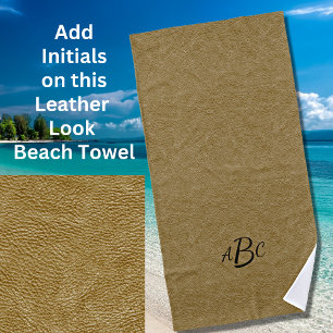 Serviette De Plage 3 Lettre Monogramme Beige Brown initial look