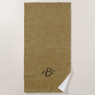 Serviette De Plage 3 Lettre Monogramme Beige Brown initial look