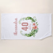 Serviette De Plage 40 ans et fabuleux script rose pâle (Devant)