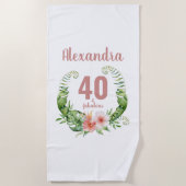 Serviette De Plage 40 ans et fabuleux script rose pâle (Devant)